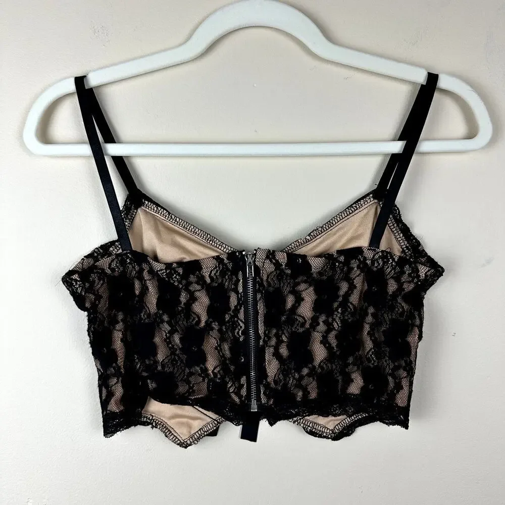 Women's Black Lace Bustier Corset Crop Top Bralette Fairy Grunge Whimsigoth S